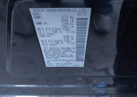 2014 Nissan Pathfinder Hybrid Sl from USA, damaged, VIN 5N1CR2MM7EC644446